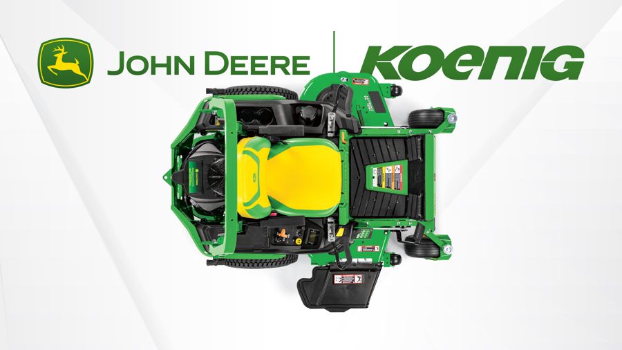 Top-down view of a John Deere ZTrak zero-turn mower